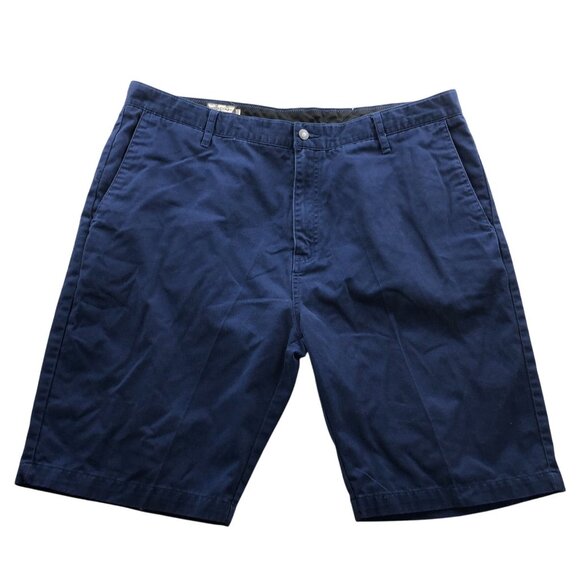 Volcom Mens Shorts Size 40 Chino Casual Flat Front Navy Blue Classic Summer - Picture 1 of 15
